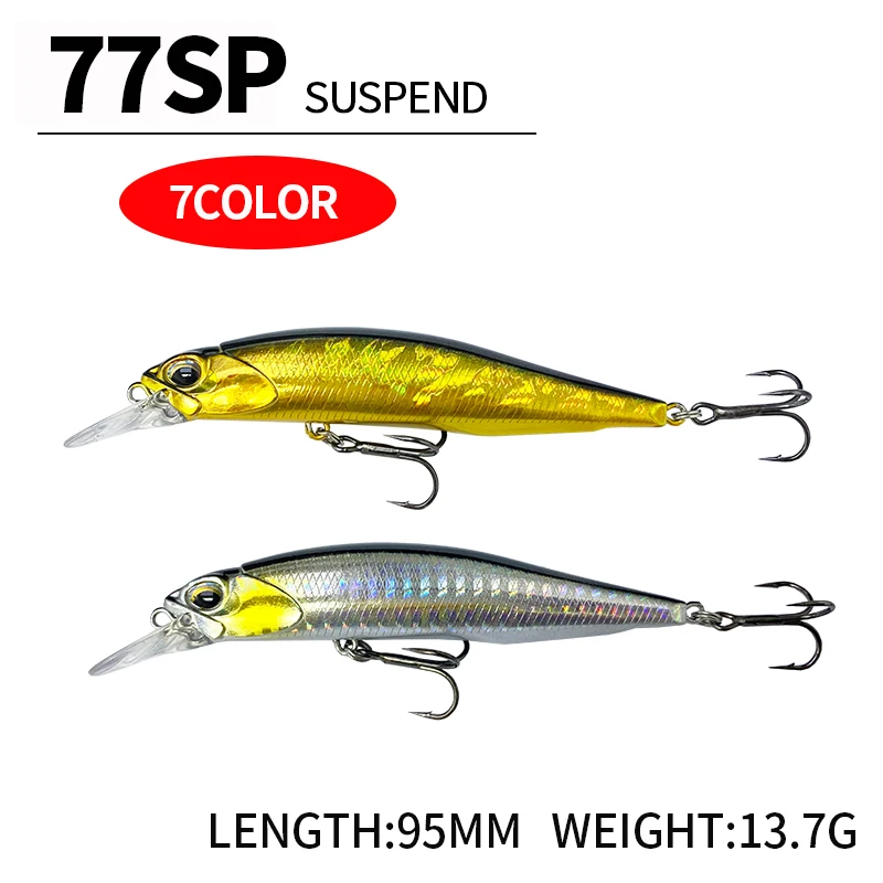 Señuelos de Pesca de pececillos suspendidos, cebo Artificial Wobbler para lubina, trucha, Swimbait de plástico, equipo Jerkbait, 95mm, 13,7g - imagen 4