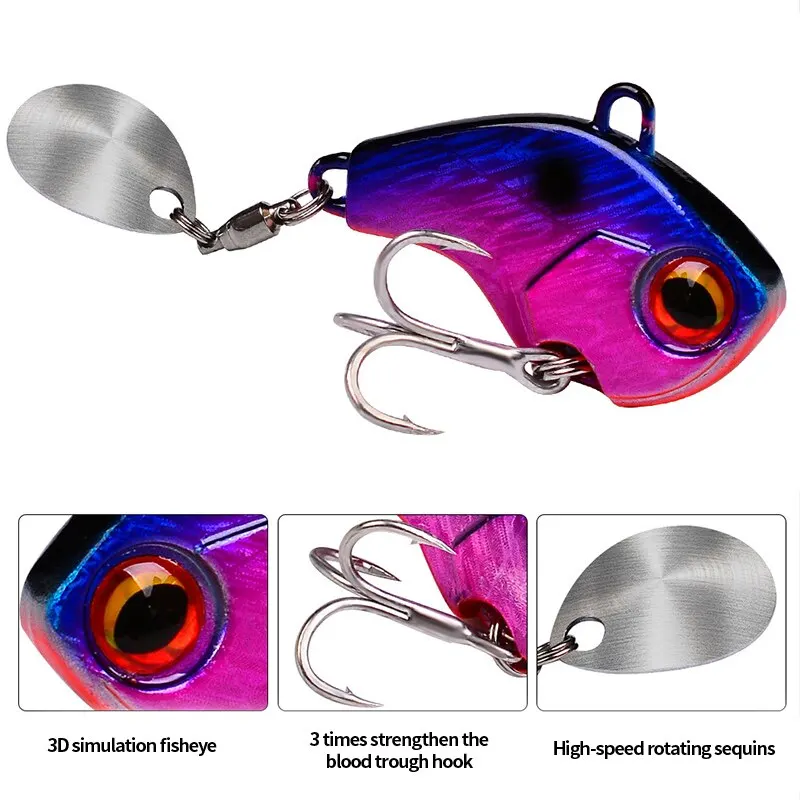 Nueva llegada 5 uds 6g Metal VIB Wobbler señuelo de pesca cola Spinner hundimiento cuchara giratoria Pin Crankbait lentejuelas cebo aparejos de pesca - imagen 3