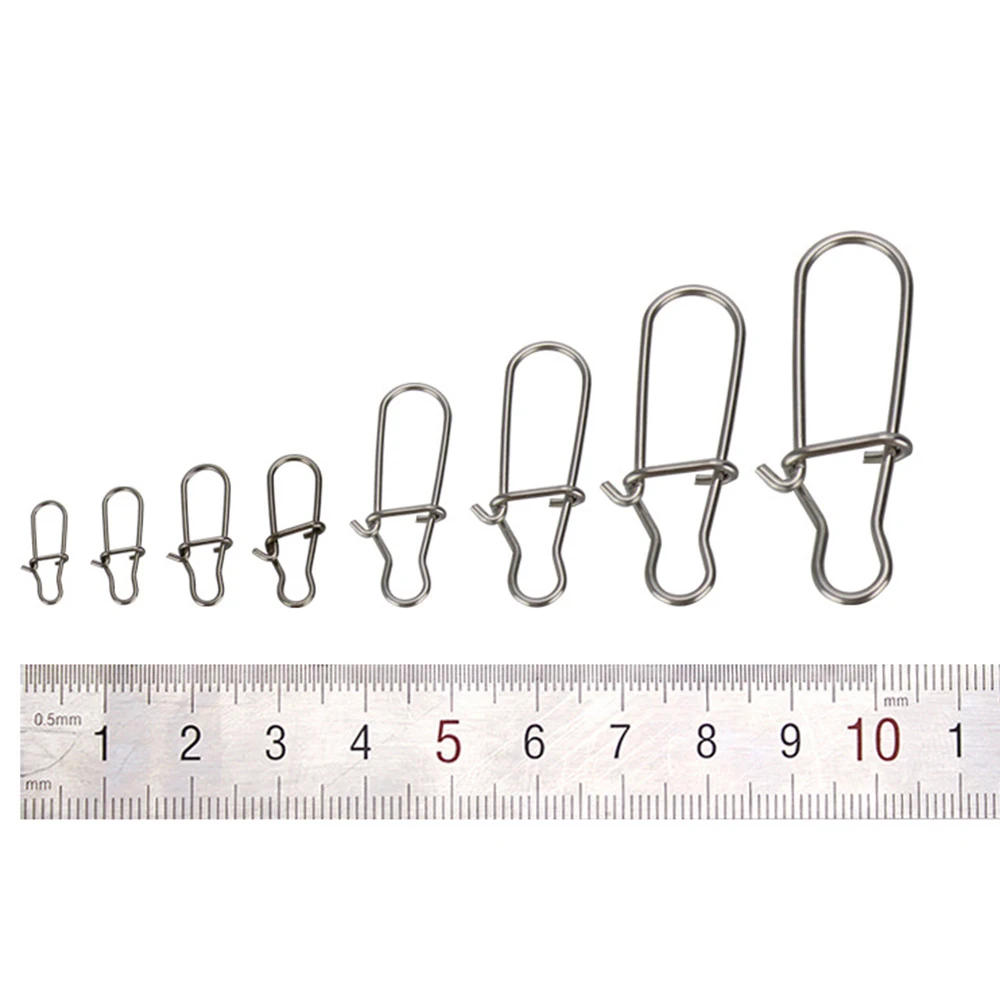 FTK-broches de pesca de 100 piezas, cierre a presión fuerte, pasador de acero inoxidable, Clip de cierre de cambio rápido para Barril giratorio, señuelo, anzuelo, aparejos - imagen 5