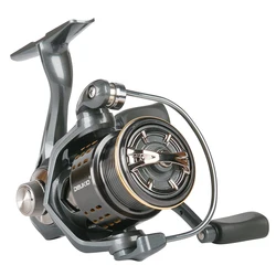 Carrete giratorio DEUKIO de doble mango, carrete de aleación de aluminio, arrastre máximo 4 + 1BB, carrete de pesca de 13LB para pesca en el mar