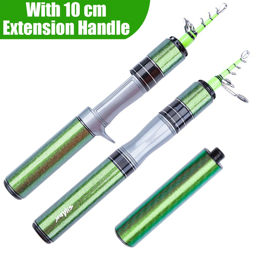 Aparejos de caña de pescar telescópica de fibra de carbono portátiles, caña de pescar de trucha de lubina ultraligera UL, caña de pescar de trucha