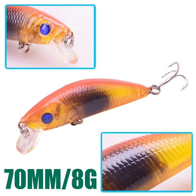Señuelo de Pesca flotante, pececillo, 7cm, 8g, cebo duro Artificial, Isca, lubina, carpa, Crankbait, Wobblers, aparejos de Pesca, 1 ud.