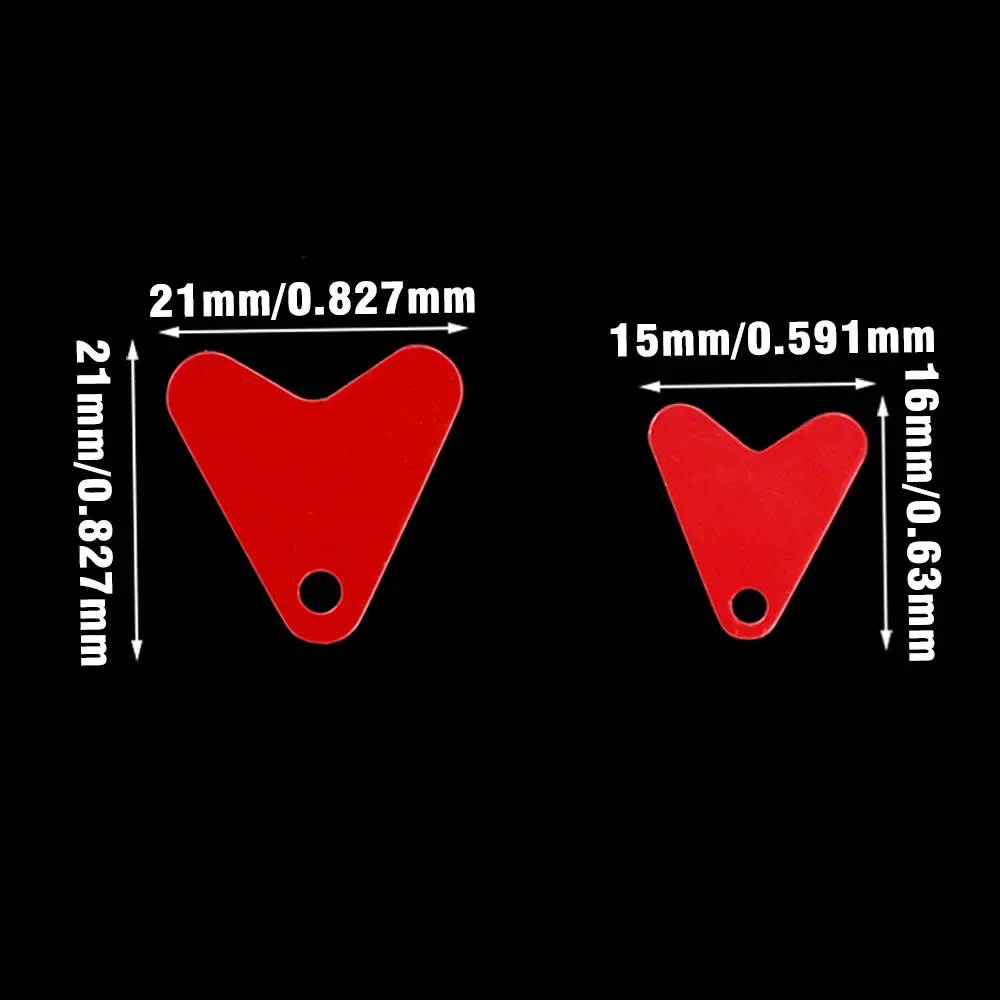 100 Uds anzuelo de pesca con forma de corazón rojo lentejuelas pesca trucha cuchara señuelo de lentejuelas colas de pez prácticas de plástico 2 tamaños 21mm 16mm - imagen 3
