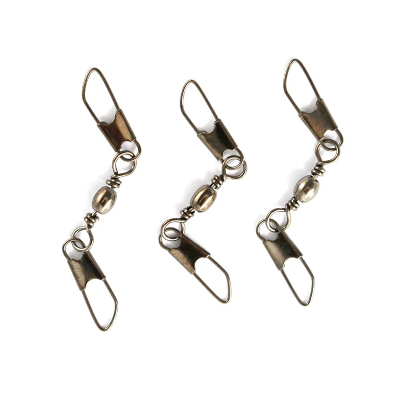 500 Uds barril giratorio enclavamiento doble presión giratorios anillo sólido anzuelo de Pesca conector suministros de Pesca accesorios Pesca - imagen 2