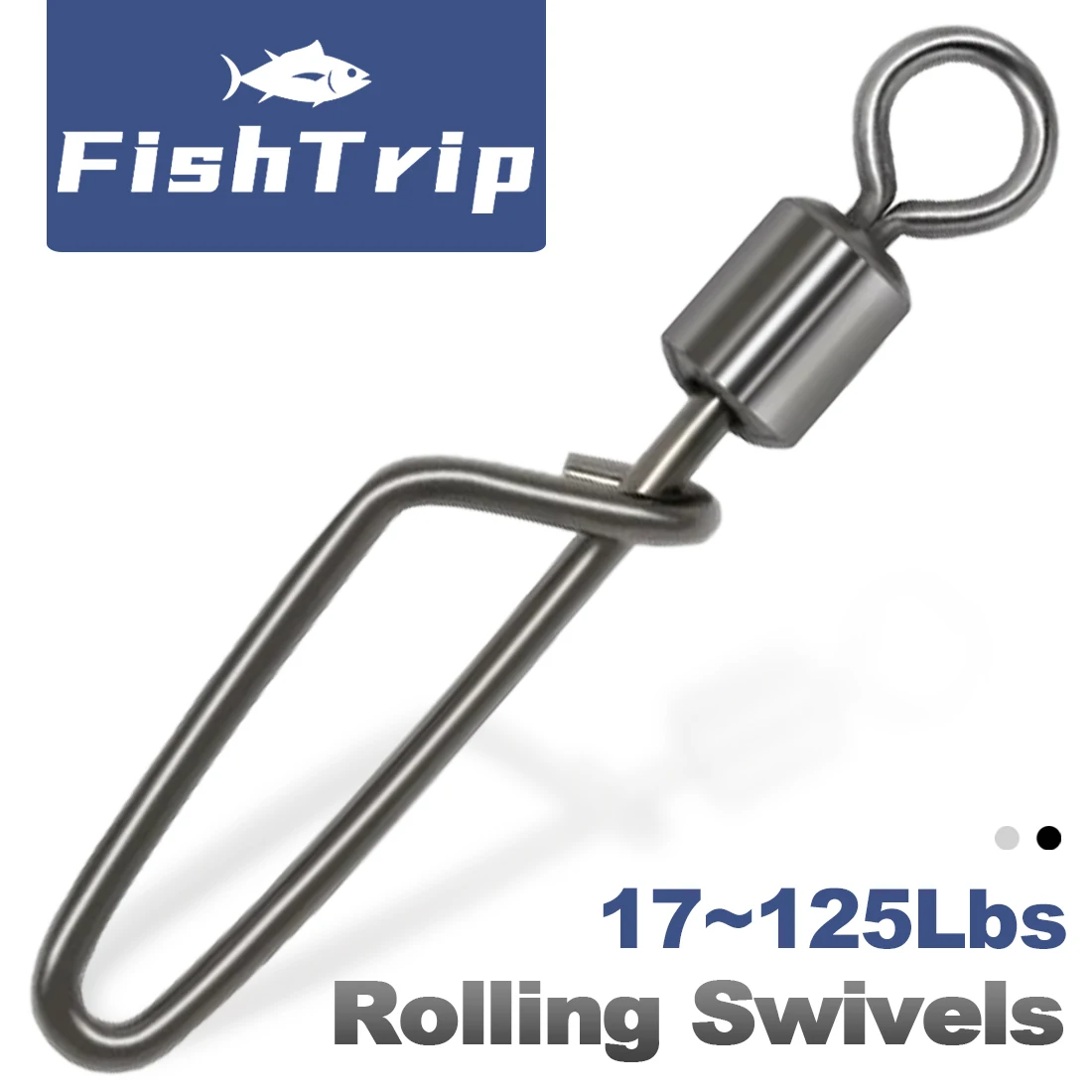 FishTrip 50 Uds. Clips giratorios giratorios para pesca, conector de pesca, mosquetón de acero inoxidable, aparejos terminales a presión de cambio rápido - imagen 3