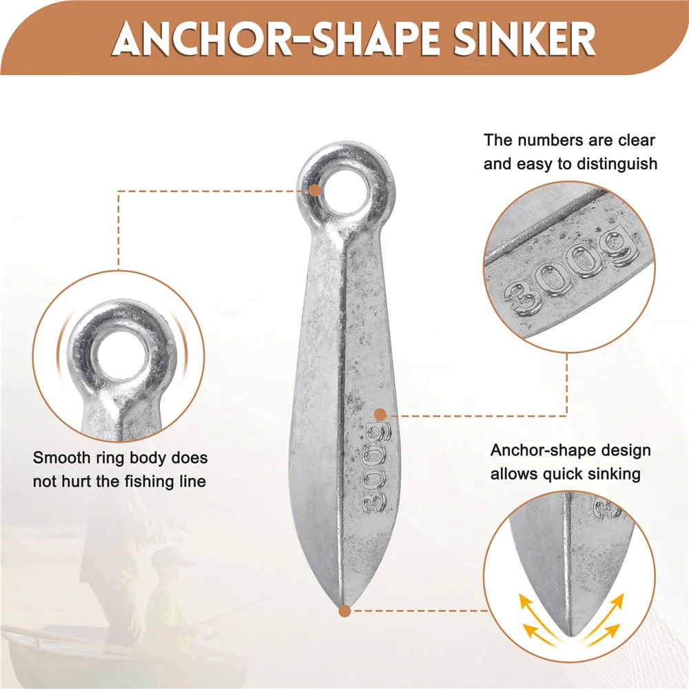 Plomo de pesca en banco de 100/200/300g, pesas fundidas de tiro largo, plomos de pesca de agua salada para atún, tiburón, juego grande, aparejos de pesca - imagen 3