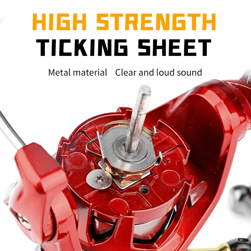 DEUKIO-Carretes de Pesca giratorios 5 + 1BB, Ratio de alta velocidad 6,2: 1, perilla de goma, mango Meta, carretes de Pesca de carpa - imagen 3