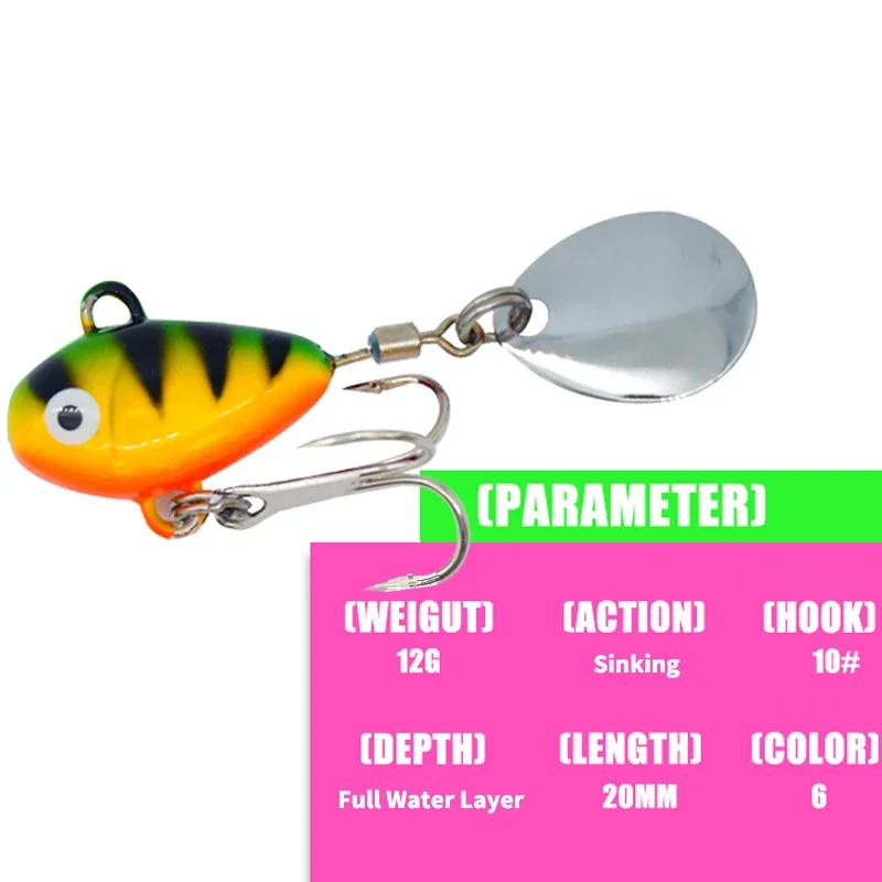 Mini señuelo de pesca con vibración de Metal, 1 unidad, 10g, 5cm, cebo duro VIB con cuchara, Crankbait giratorio, Spinner, cebo que se hunde, Takcle de pesca - imagen 4