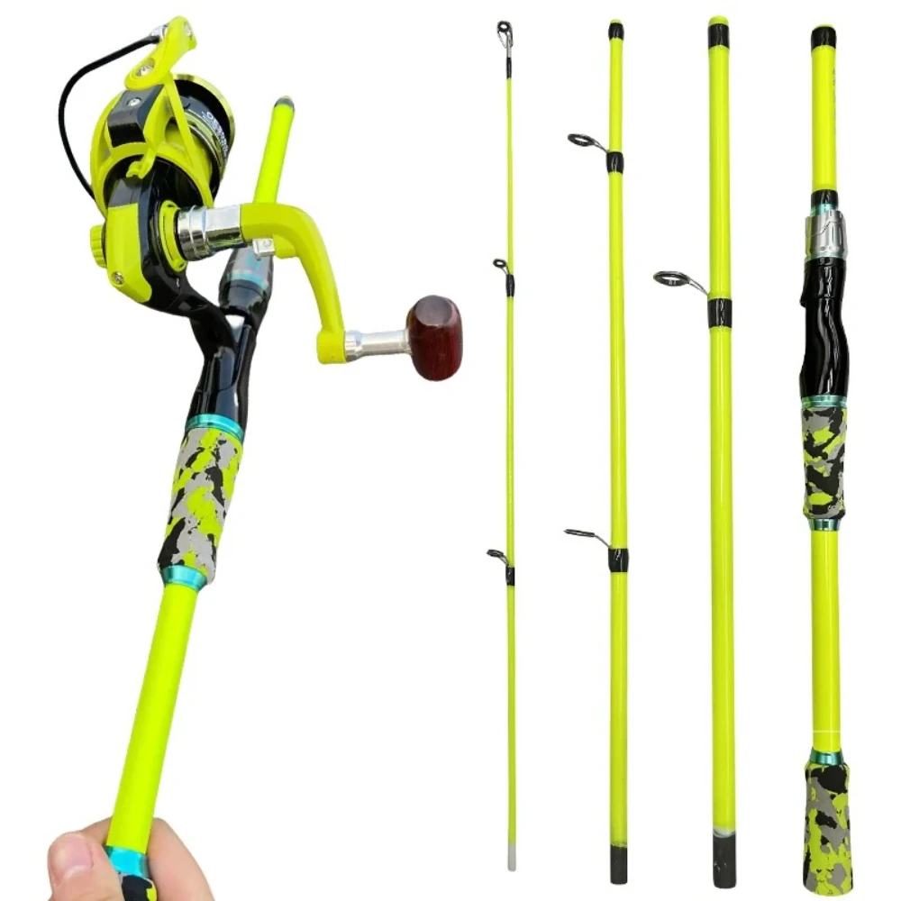 Juego de cañas de pescar con señuelo de 1,8/2,1 m, caña giratoria de acción ML con carrete de alta velocidad 5,2: 1, Combo de prueba de señuelo 3,5-14g para viajes de pesca de calamar - imagen 4