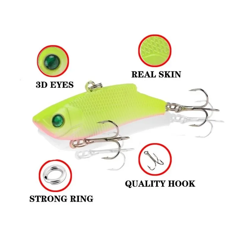 Señuelo duro de vibración VIB para pesca en hielo, cebo de plástico artificial con anzuelo triple, aparejos de pesca de invierno, 5,5 cm, 9,5G, 1 pieza - imagen 2