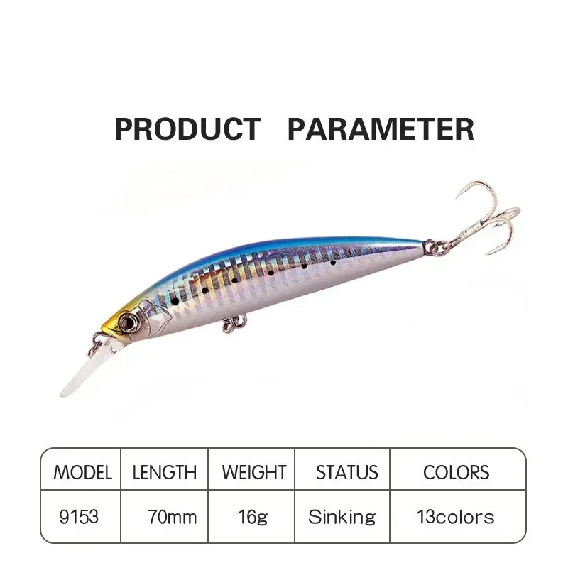 ALASICKA 1 Uds 7cm 16g señuelo de pesca Minnow Wobbler fundición larga flotante cebo duro Artificial pesca en agua de mar Jerkbait lubina - imagen 3