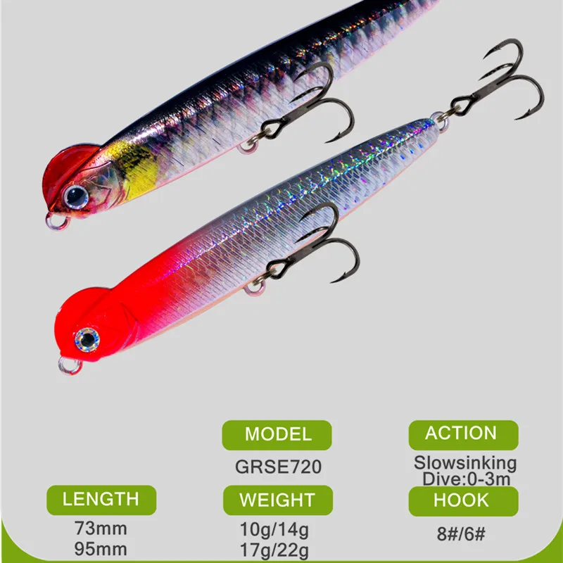 Señuelo de pesca de lápiz Minnow que se hunde, cebo duro de Metal, Wobbler Artificial para pesca Jigging, GRS, 10-24g - imagen 3