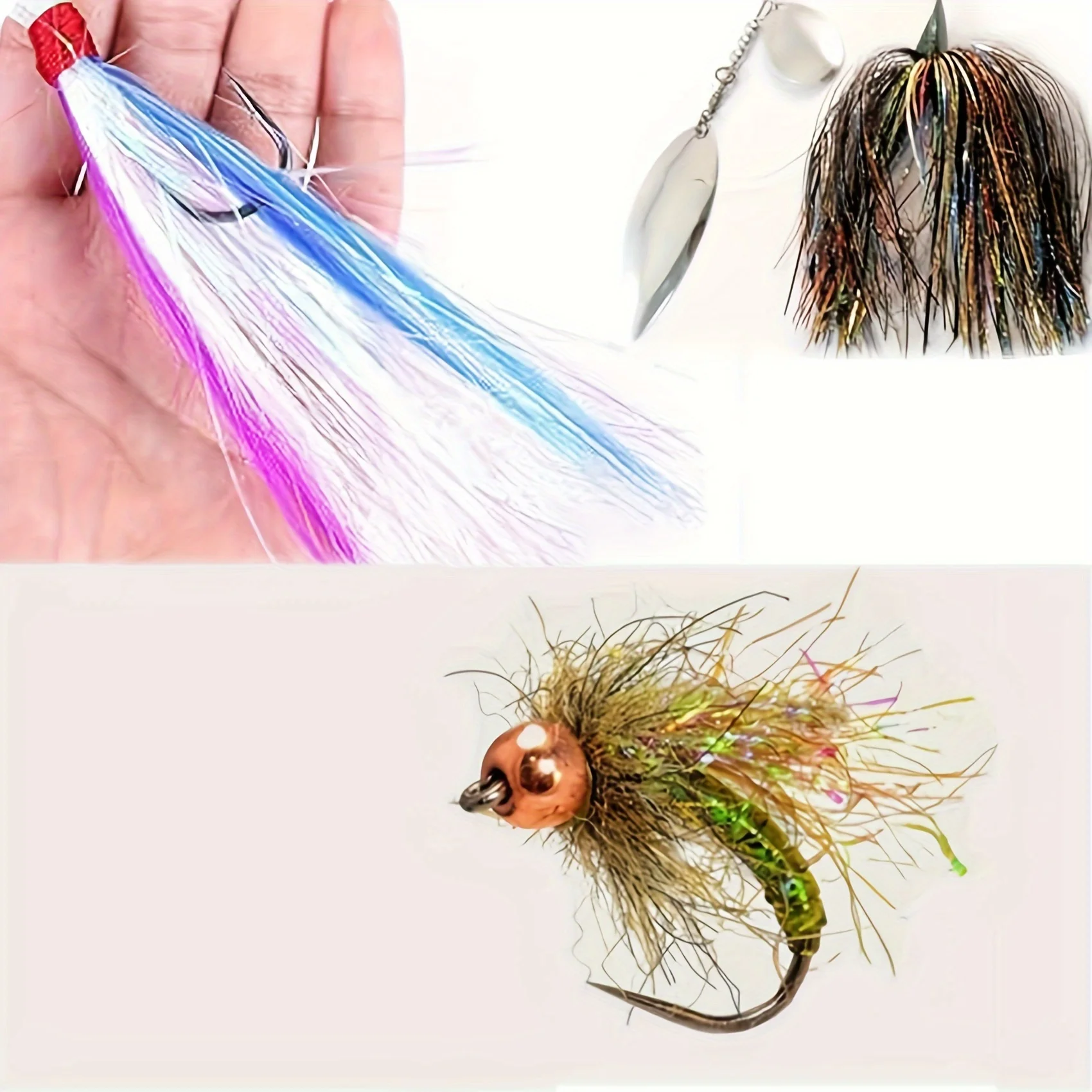 Kit de atado de moscas vibrantes, oropel Flashabou y materiales de plantilla para Señuelos de Pesca DIY, PET sostenible para agua dulce y salada, 5 uds. - imagen 4