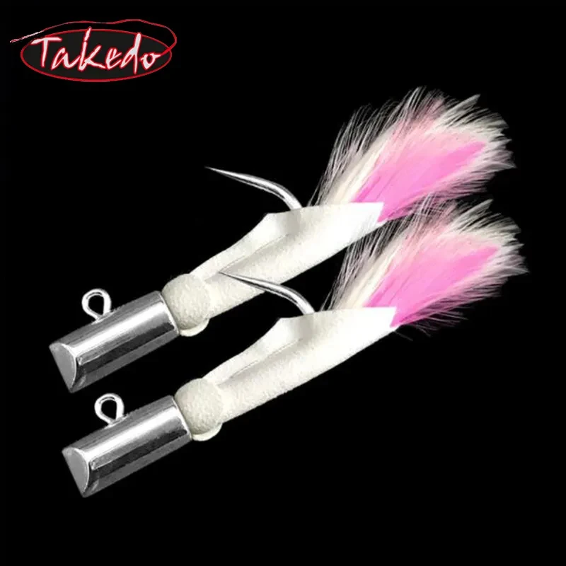 TAKEDO HT01 pesca en el mar gancho de piel de ciervo galvanizado anzuelo de plumas Jigging juego grande tiburón gancho de atún - imagen 4