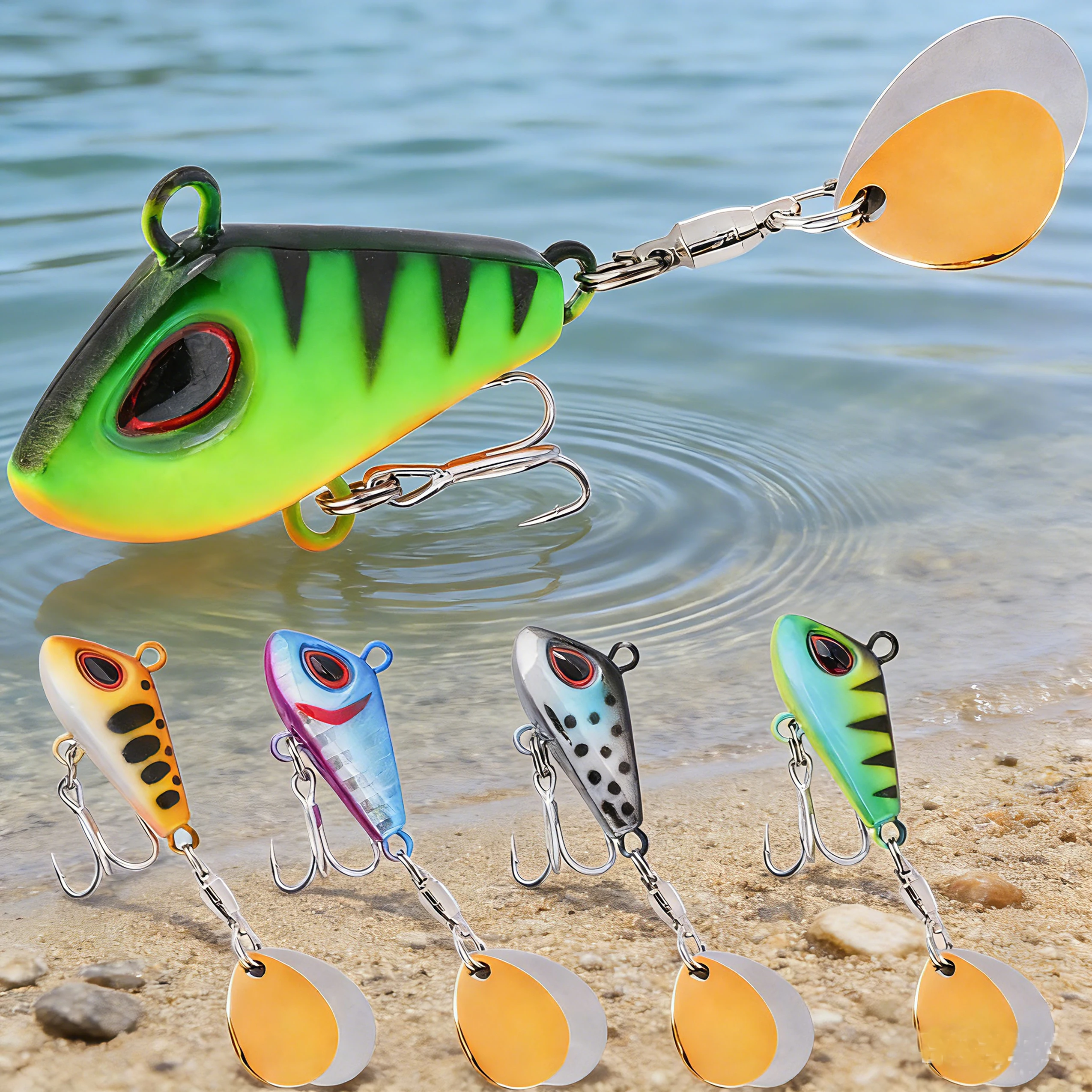 Señuelos VIB de Metal Doble Lentejuela – Crankbait Spinner para Pesca - imagen 3