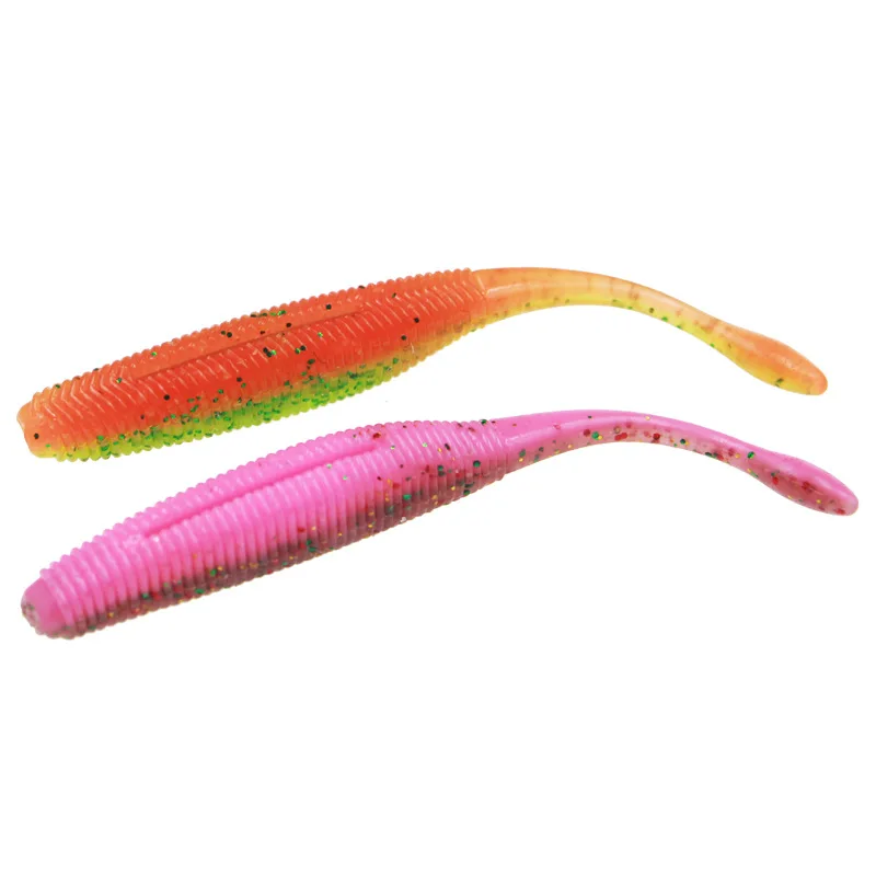 SeaYolo-cebos blandos de pesca con cola en T, 75/95/110mm, Wobblers de silicona Artificial de doble Color, añade sal, atrayente de peces, lubina, Lucio - imagen 5