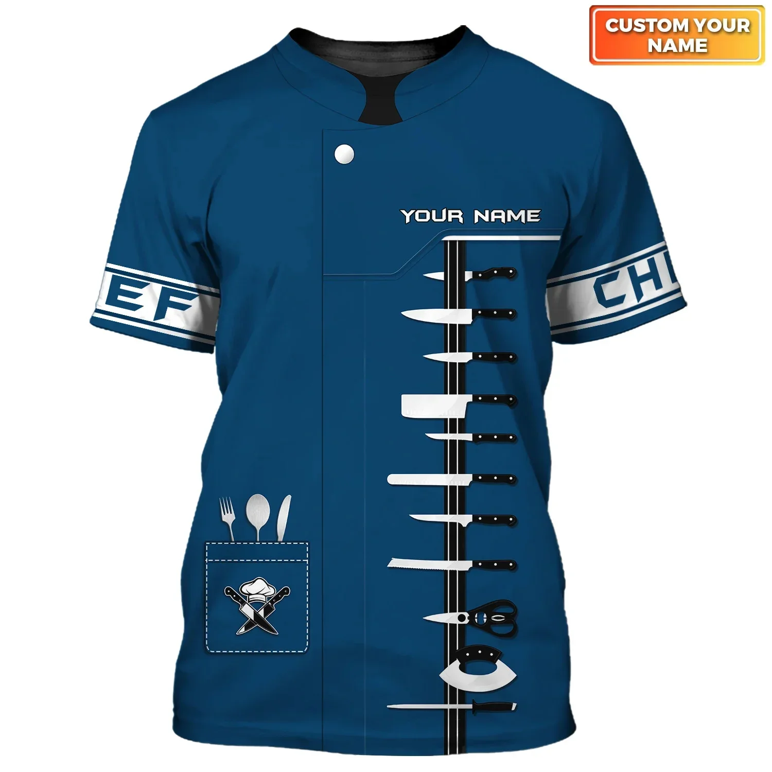 Camiseta con estampado de Chef con nombre personalizado en 3D para hombre, camiseta informal de calle Unisex de estilo veraniego [sin ropa de trabajo] TX283