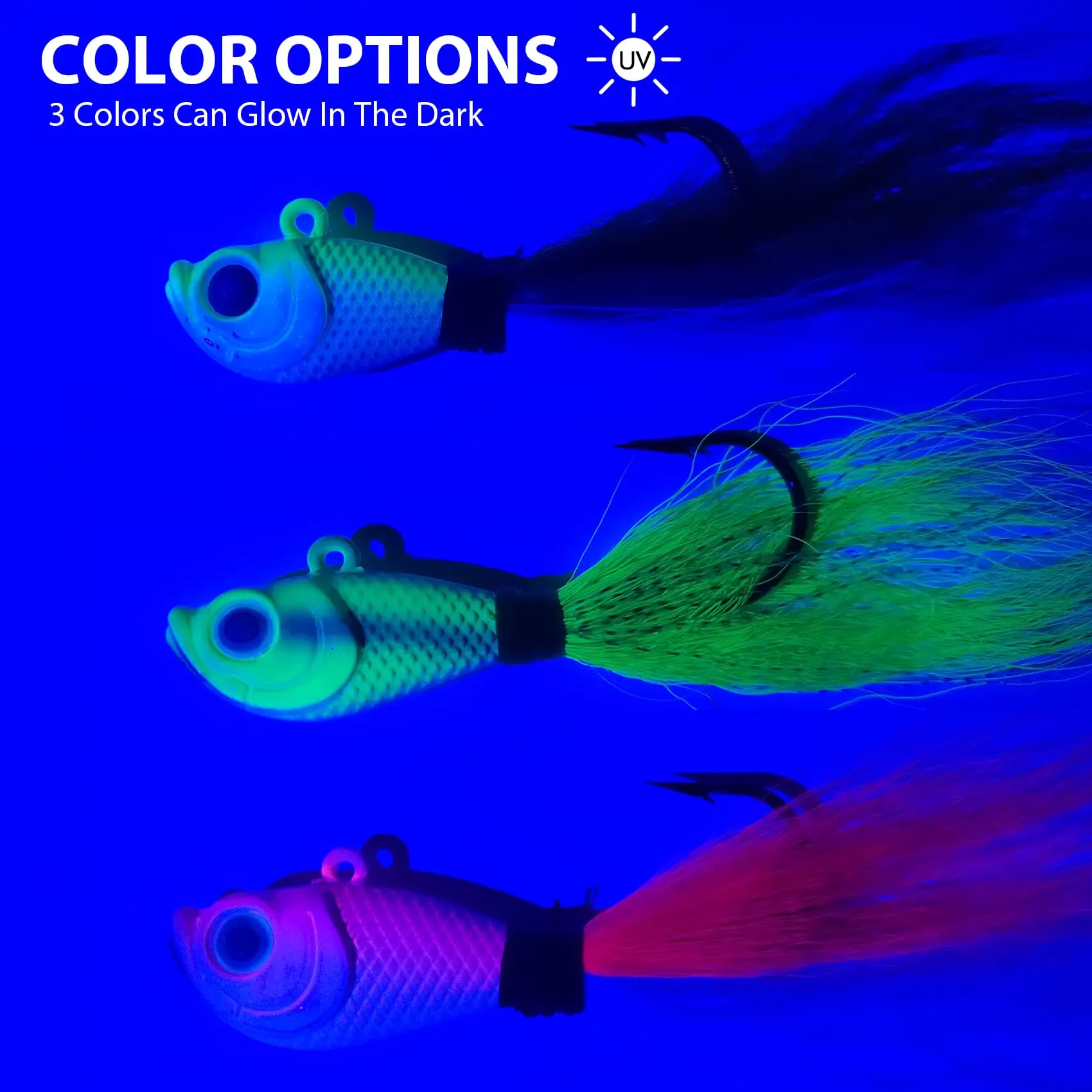 Plantilla Eupheng Bucktail que brilla en la oscuridad, plantilla de pesca con cola de Bucktail UV, plantillas para el pelo para trucha, lubina, accesorios de pesca de agua dulce y salada - imagen 2