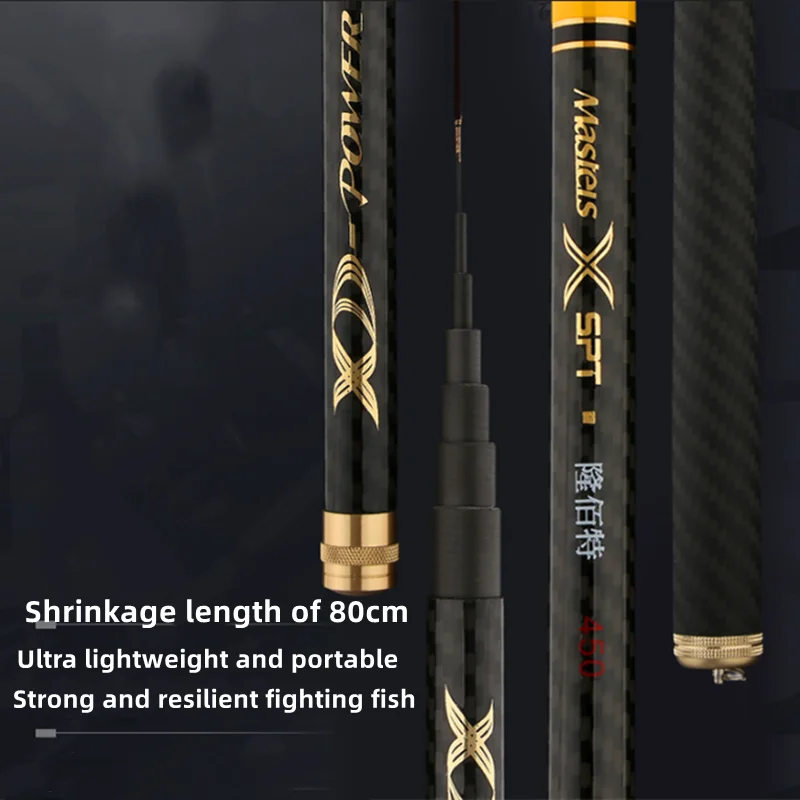 Caña de pescar telescópica de fibra de carbono, caña de pescar superligera, larga y dura, 28H, alta calidad, 3,6 m-8,0 m - imagen 5