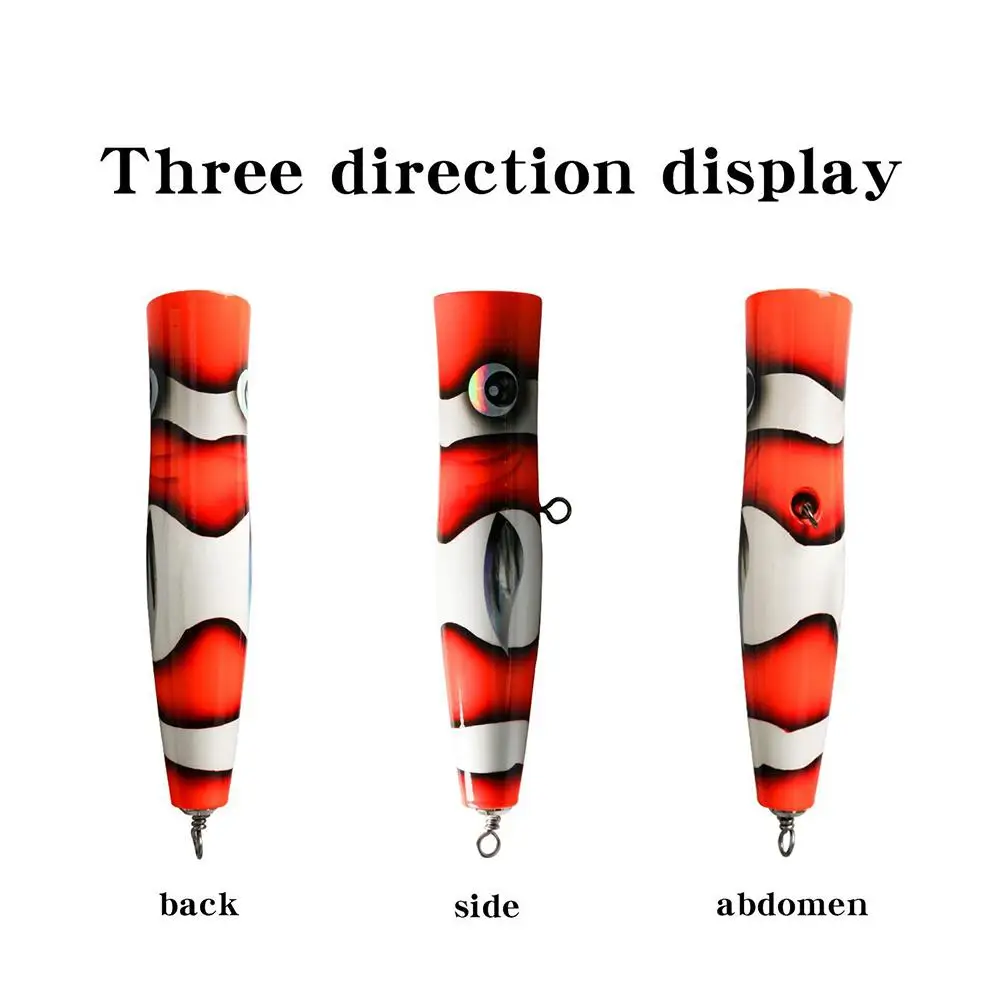 Cebo de Pesca de Mar de madera Popper, señuelo de curricán falso, 40g, 60g, 70g, 80g, 100g, 120g, aparejos de pesca, cebos artificiales duros - imagen 4