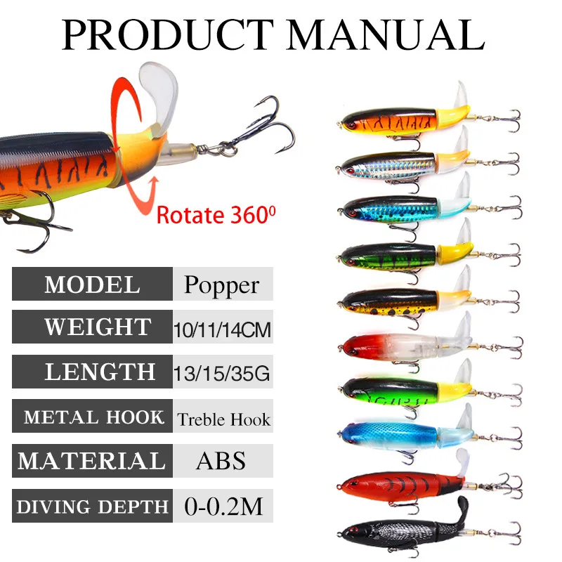 Propbait con hélice – Señuelo lápiz de superficie para ondas y ascenso - imagen 3