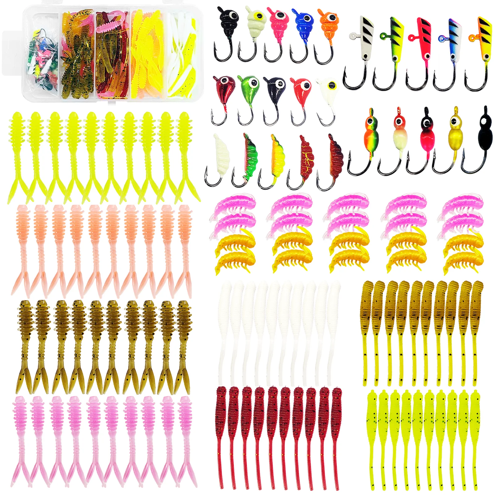 Avientik-Juego de cebo de pesca Artificial, anzuelos de pesca de hielo para invierno, perca de lubina, Crappie, 125-1,6g, 2,6 piezas