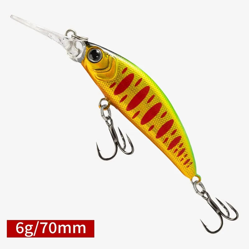 1 Uds 70mm 6g de profundidad hundimiento Minnow señuelo de pesca artificiales cebos duros Crankbait Wobblers trucha lubina señuelo - imagen 3