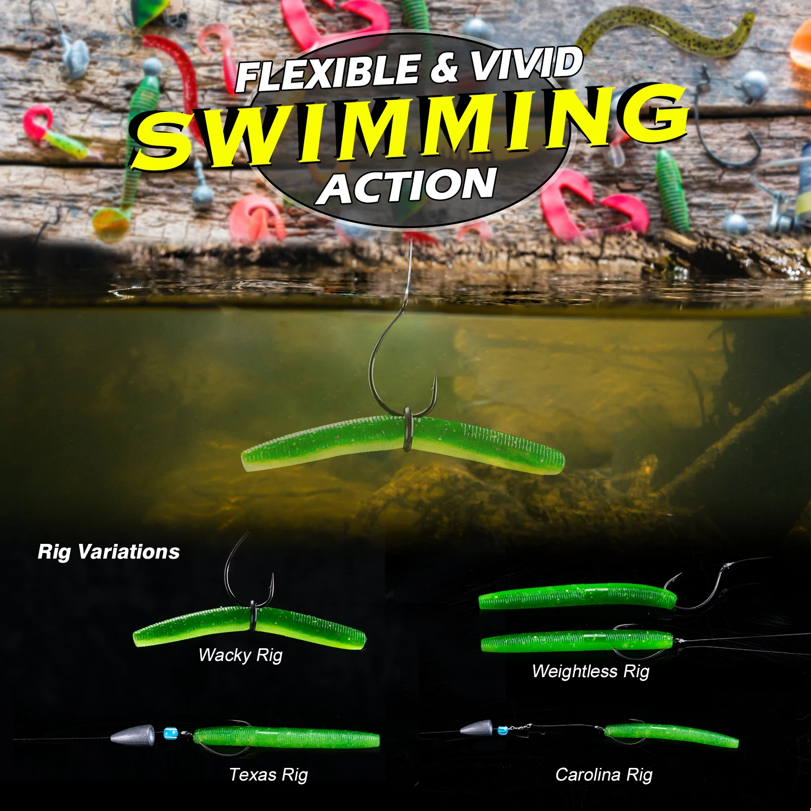 Goture Kit de señuelos para lubina y carpa — jigs, wobblers, vinilos - imagen 3