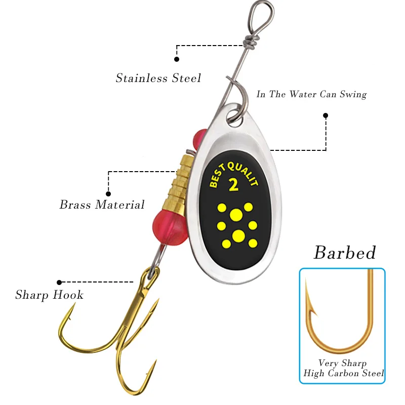 Señuelo de pesca giratorio con cuchara de Metal, juego de 16 Uds., Spoonbait, Crankbaits, Wobblers de pesca para Lucio, Kit de ganchillo, cebo Artificial - imagen 5