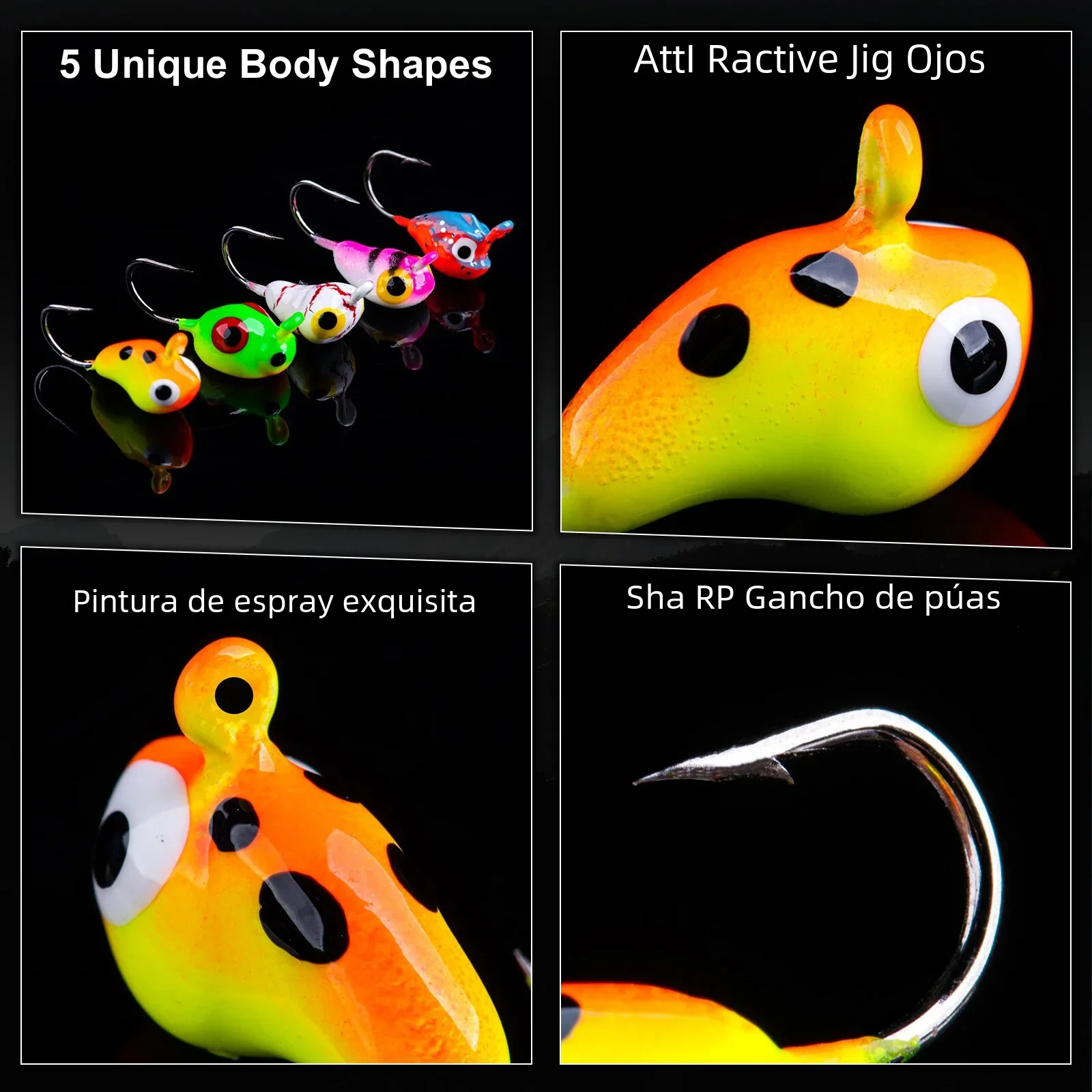 Goture-Juego de anzuelos de pesca en hielo, Set de señuelos bónicos de 1,5g, 2g, luminoso y vívido, con caja de aparejos, para invierno - imagen 3