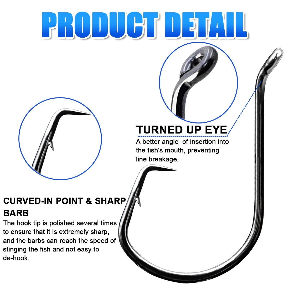 FishTrip-anzuelo de pulpo, anzuelo circular de carpa compensado, 2X cebo vivo fuerte, anzuelo de pesca con púas para agua salada y bagre de agua dulce y lubina - imagen 3