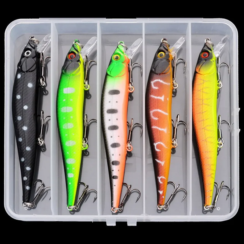 5 unids/caja señuelo de Pesca 13,7g/10g Minnow Crankbait Wobblers ojos 3D perca cebo Artificial Lucio carpa cebo de natación Pesca - imagen 4