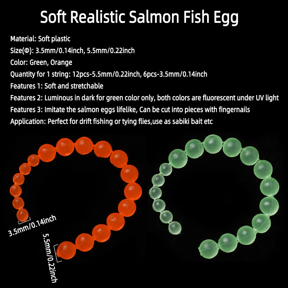 Bimoo-20 cuerdas de 3,5mm y 5,5mm, señuelo suave y realista, Material luminoso para atar moscas, huevos de pescado, Rojita de pescado, anzuelo triple, cebo de cabeza de acero - imagen 3