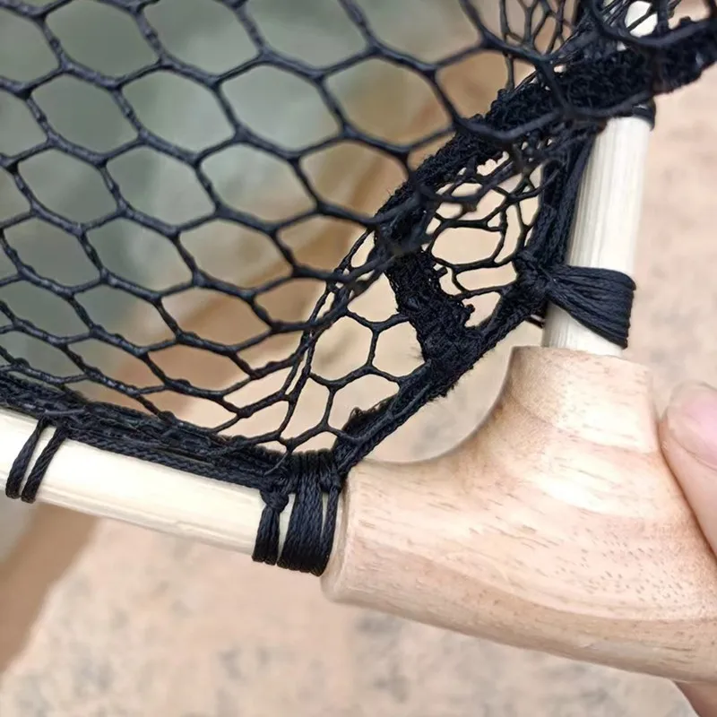 Red de pesca con mosca de madera, mango de aterrizaje de nailon, malla para trucha, captura de peces, pala de liberación, redes con mango recto o doblado - imagen 5