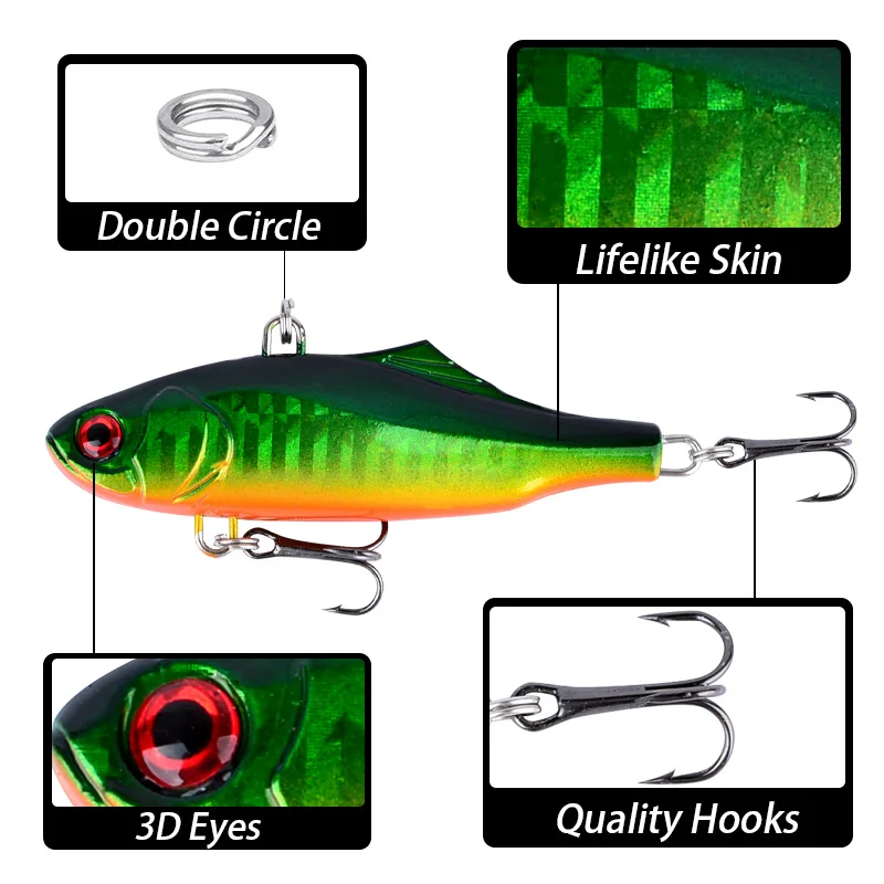 1Pc Señuelos de Pesca VIB cebo Artificial Bass Crankbait Wobblers aparejos de Pesca - imagen 3