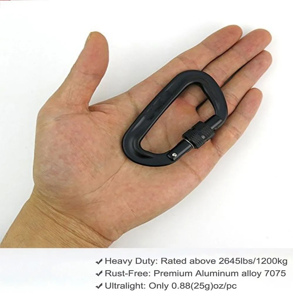 Mosquetón de seguridad profesional de 12KN, hebilla de escalada de aluminio de 10 colores, herramienta de ascenso para exteriores, equipo de protección para montañismo - imagen 5