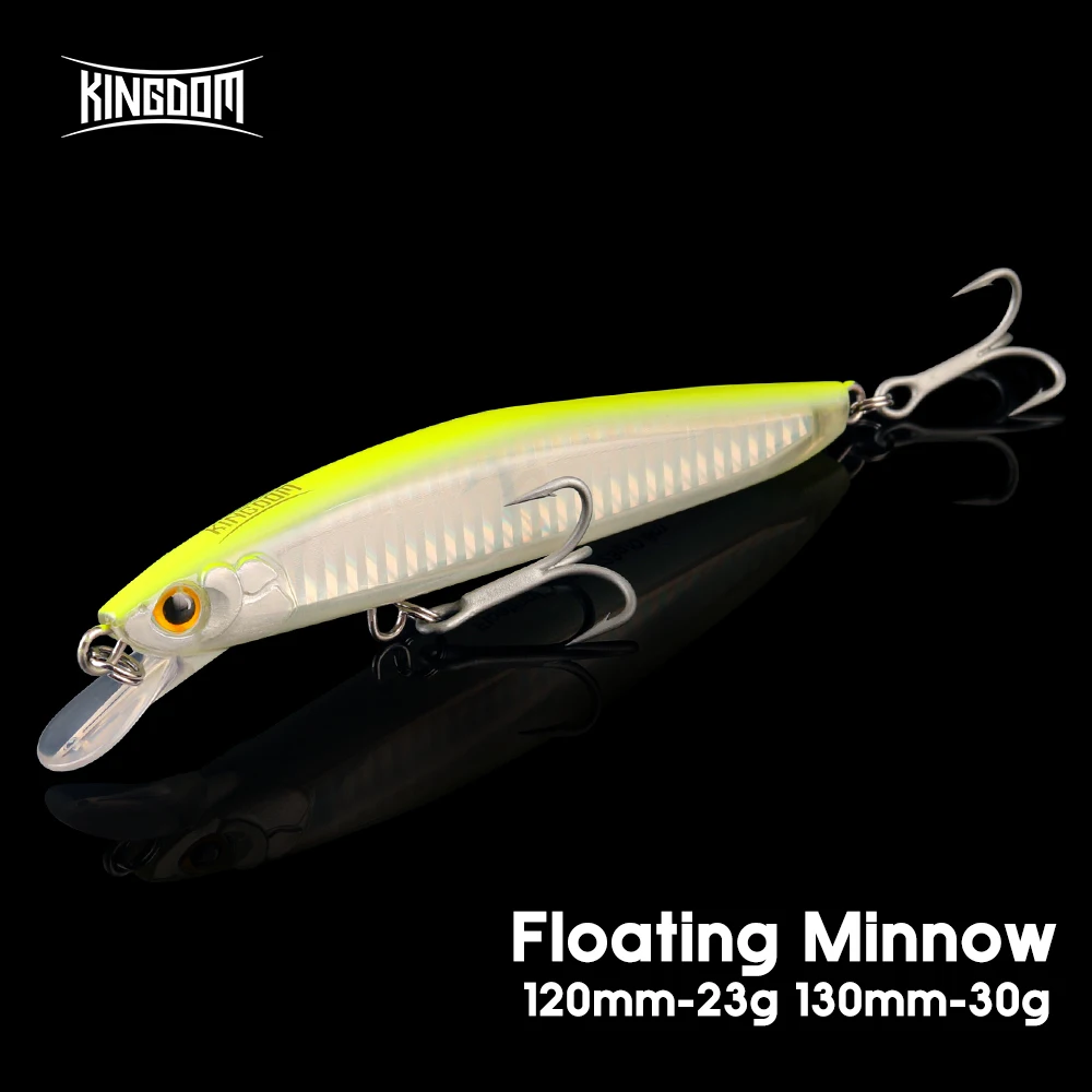 Señuelo de pesca de pececillo flotante Kingdom, 120mm, 23g, 130mm, 30g, Jerkbait, pesca Artificial en el mar, Wobbler duro para lubina, trucha, agua salada - imagen 2