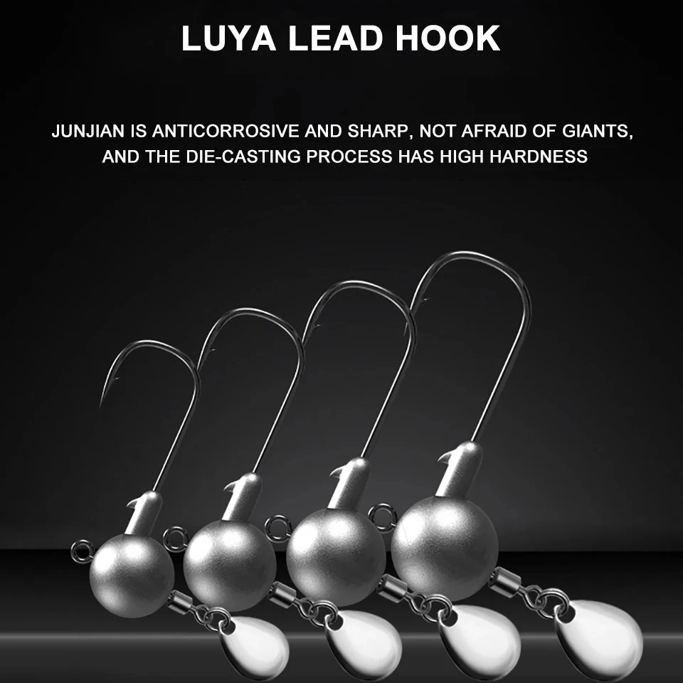 WALK FISH 5 unids/lote 2,3-8,3g anzuelo con cabeza de anzuelo de plomo con cuchara giratoria de Metal lentejuelas ruido suave señuelo gusanos accesorios de aparejos de pesca - imagen 4