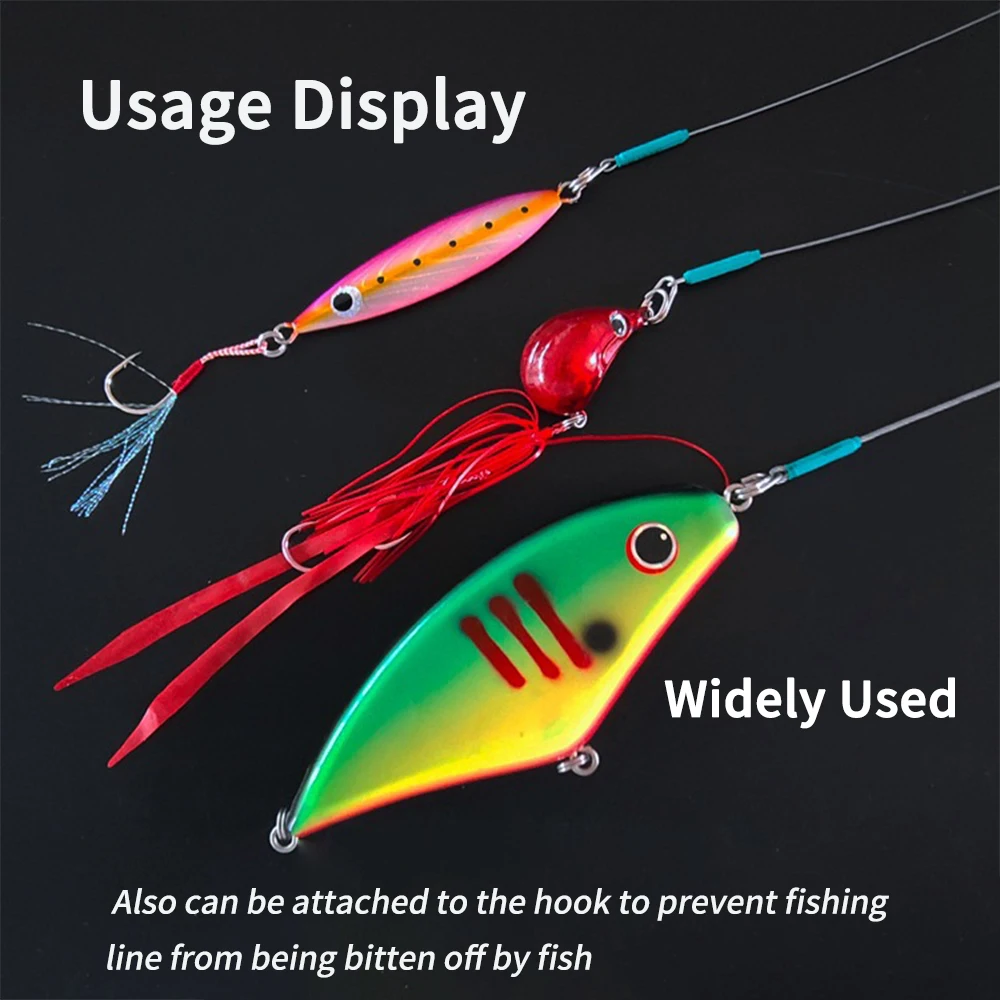 Ellllv 4 Uds 7*7 hebras líder de alambre de acero inoxidable con rodamiento giratorio y Clip correa de núcleo de acero de pesca hilo antimordida 4 tamaños - imagen 5