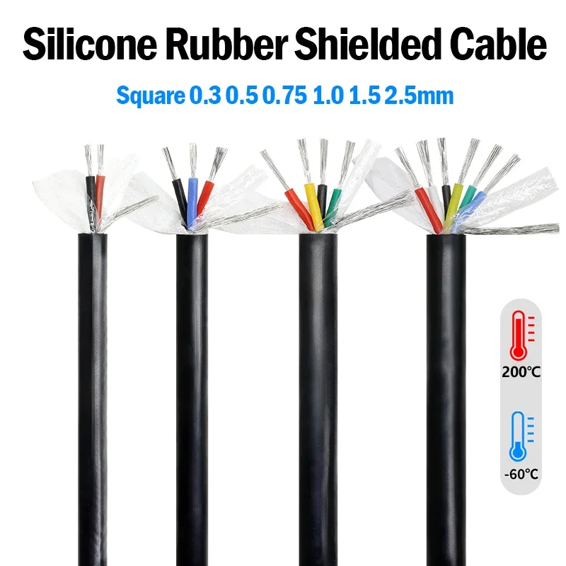 Cable de silicona negro con múltiples núcleos visibles