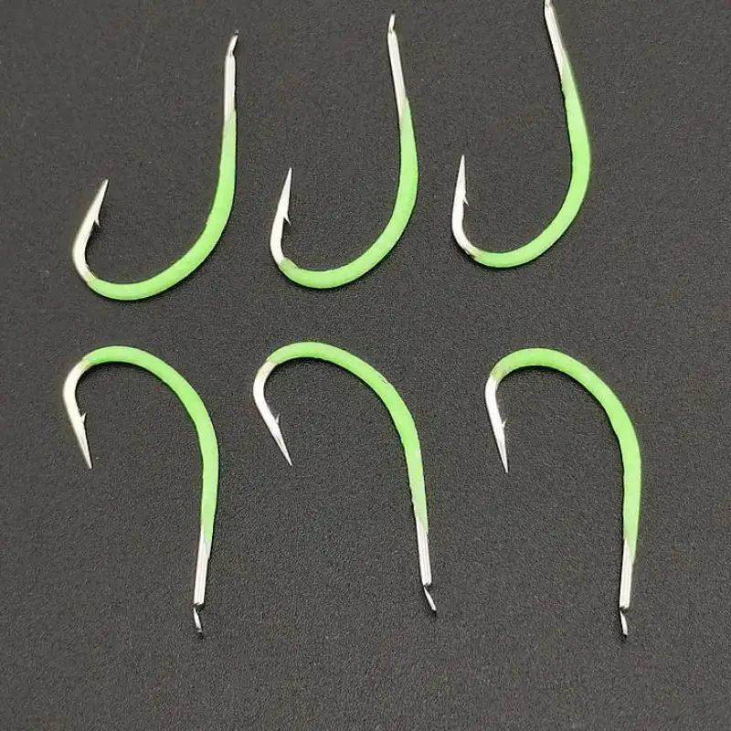 Anzuelo de Pesca de acero con púas, anzuelos luminosos de alto carbono, forma anular inoxidable, accesorios para Pesca, 10 unids/lote, 9 #-18 # - imagen 2