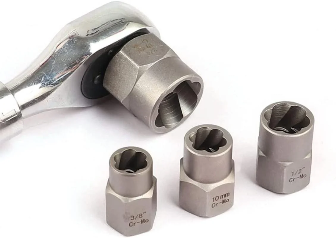 Kit de extracción de pernos de tuerca de 13 piezas Juego de extractores de tuercas de perno de impacto de accionamiento de 3/8" Juego de herramientas de casquillo giratorio de 1/4"-3/4" con accionamiento hexagonal de 1/4" de 3/8" - imagen 4