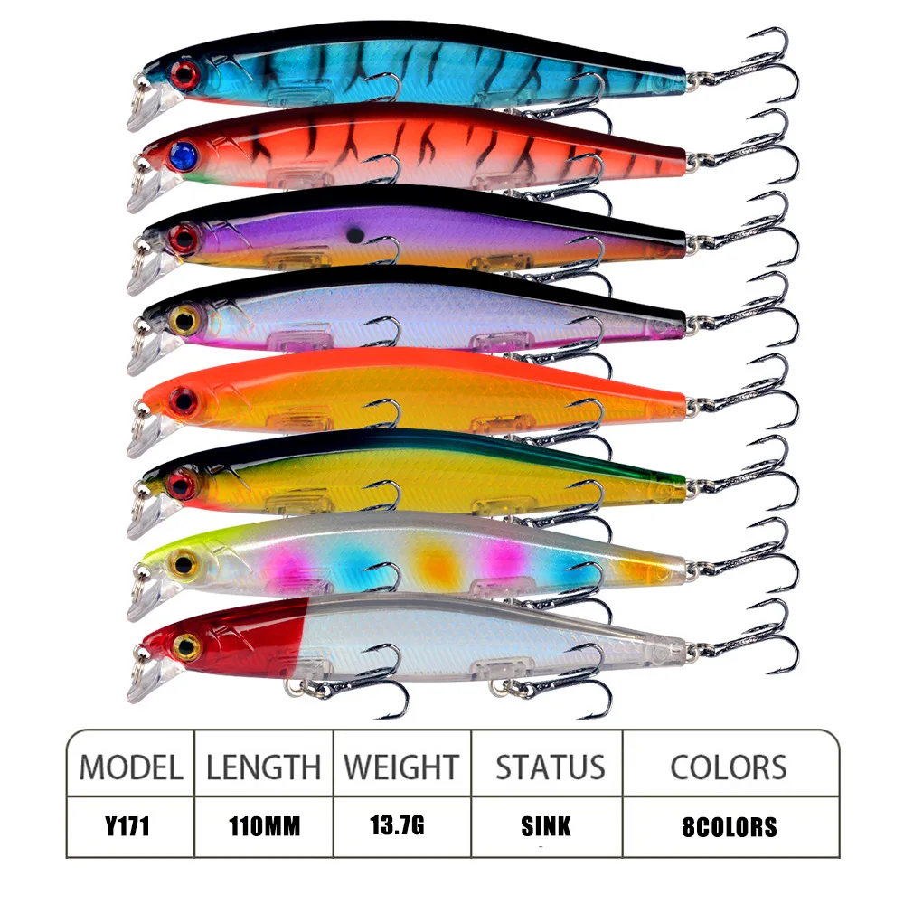 Señuelo de pesca de pececillos, cebo duro Artificial Wobbler de 11cm y 13,7g, 3 ganchos, Crankbait para lubina, carpa, aparejos de pesca, 1 piezas - imagen 2