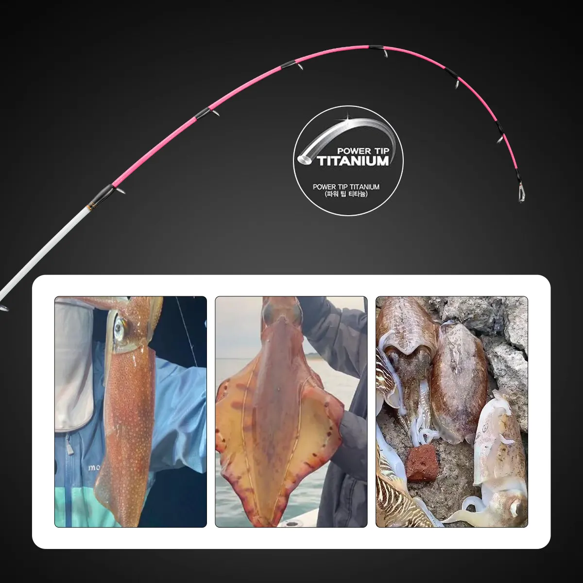 Caña de pescar para barco de 1,7 m y 1,9 m ML con punta de titanio, caña de pescar giratoria para sepia, caña de pescar de agua de mar de alta calidad - imagen 3