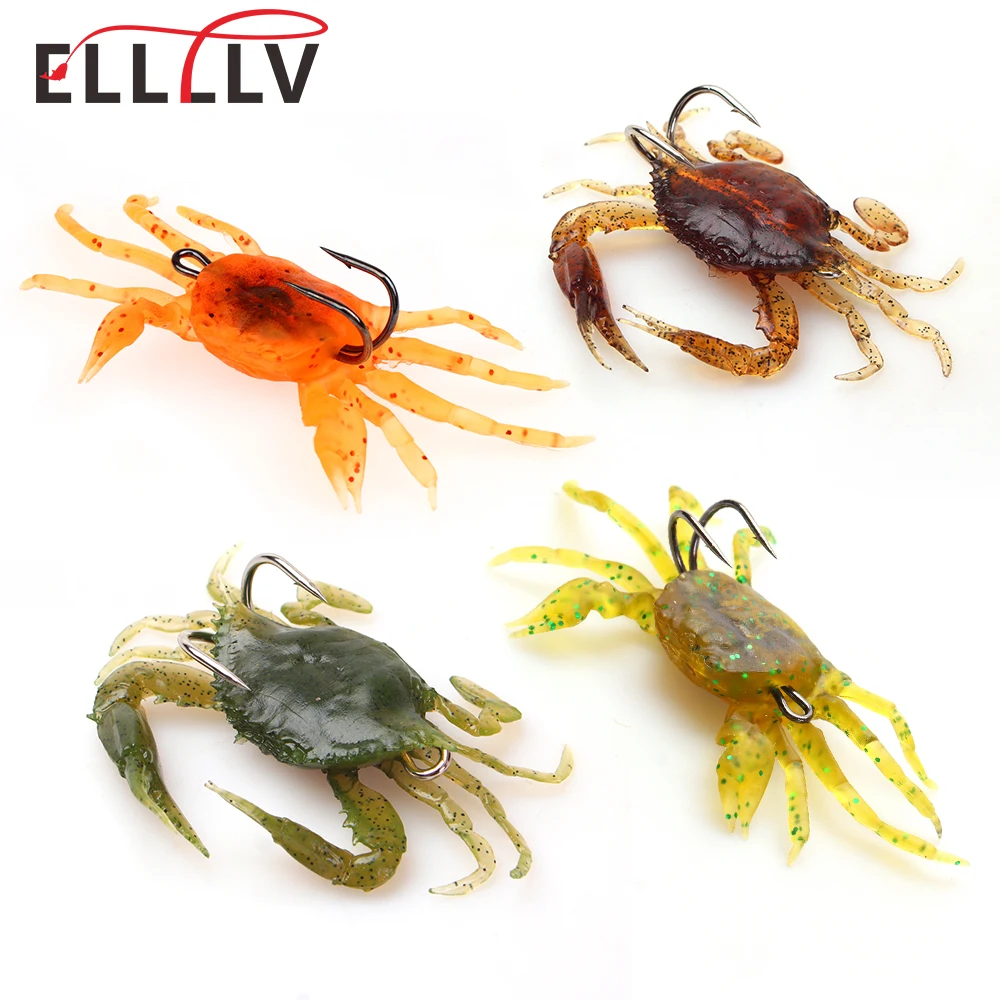 Ellllv-señuelo suave de cangrejo, equipo de pesca de mar, cebo de cangrejo Artificial de PVC, señuelos luminosos, barco, Kayak, pesca, anzuelo doble, 1 ud. - imagen 2