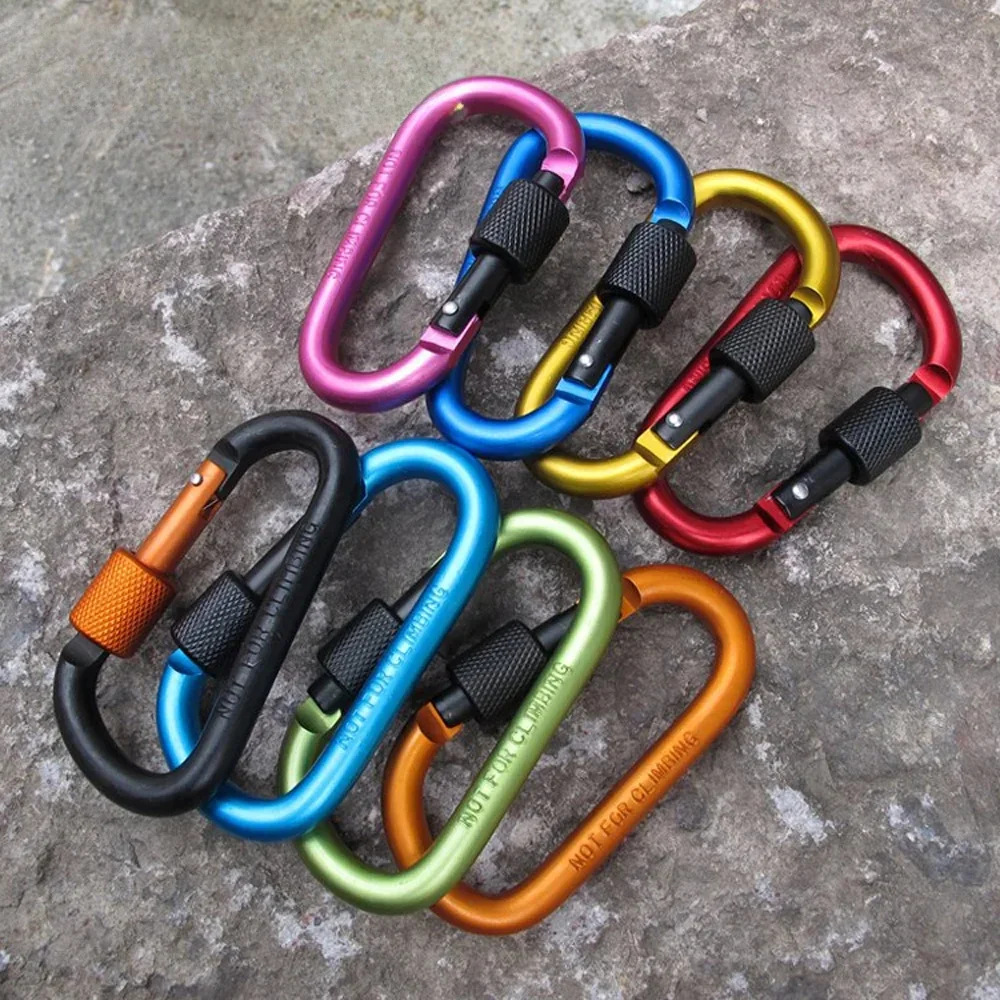 1 Uds mosquetón de aluminio anillo en D llavero Clip mosquetón mosquetón Camping llavero 8 colores - imagen 5