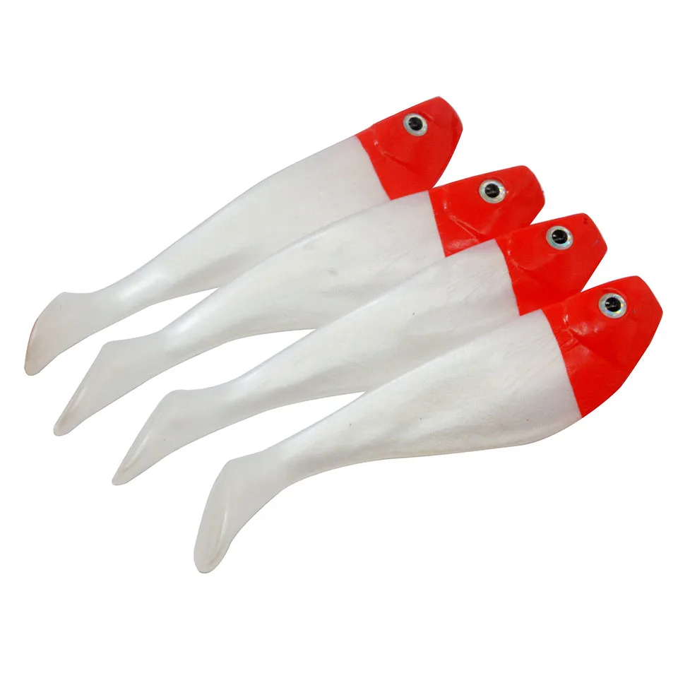 Señuelo suave de silicona para pesca, aparejos de 10,5 CM/7,8G, rojo y blanco, Swimbait, Serpentina de mar, gusano, ojos 3D, Wobblers, lote de 4 unidades - imagen 2
