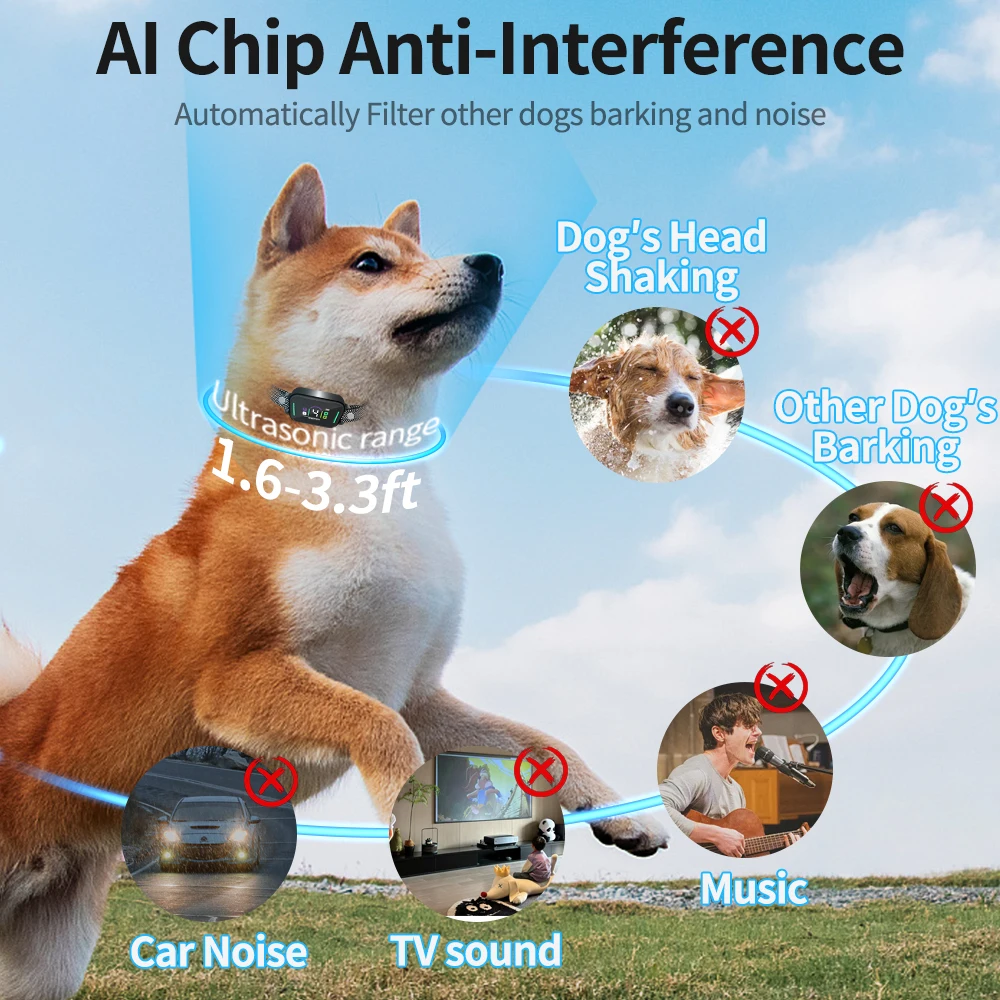 Collar de entrenamiento antiladridos para perros con pitido, vibración, choque para perros grandes, medianos y pequeños, Collar de choque contra la colada con 8 Adju - imagen 3