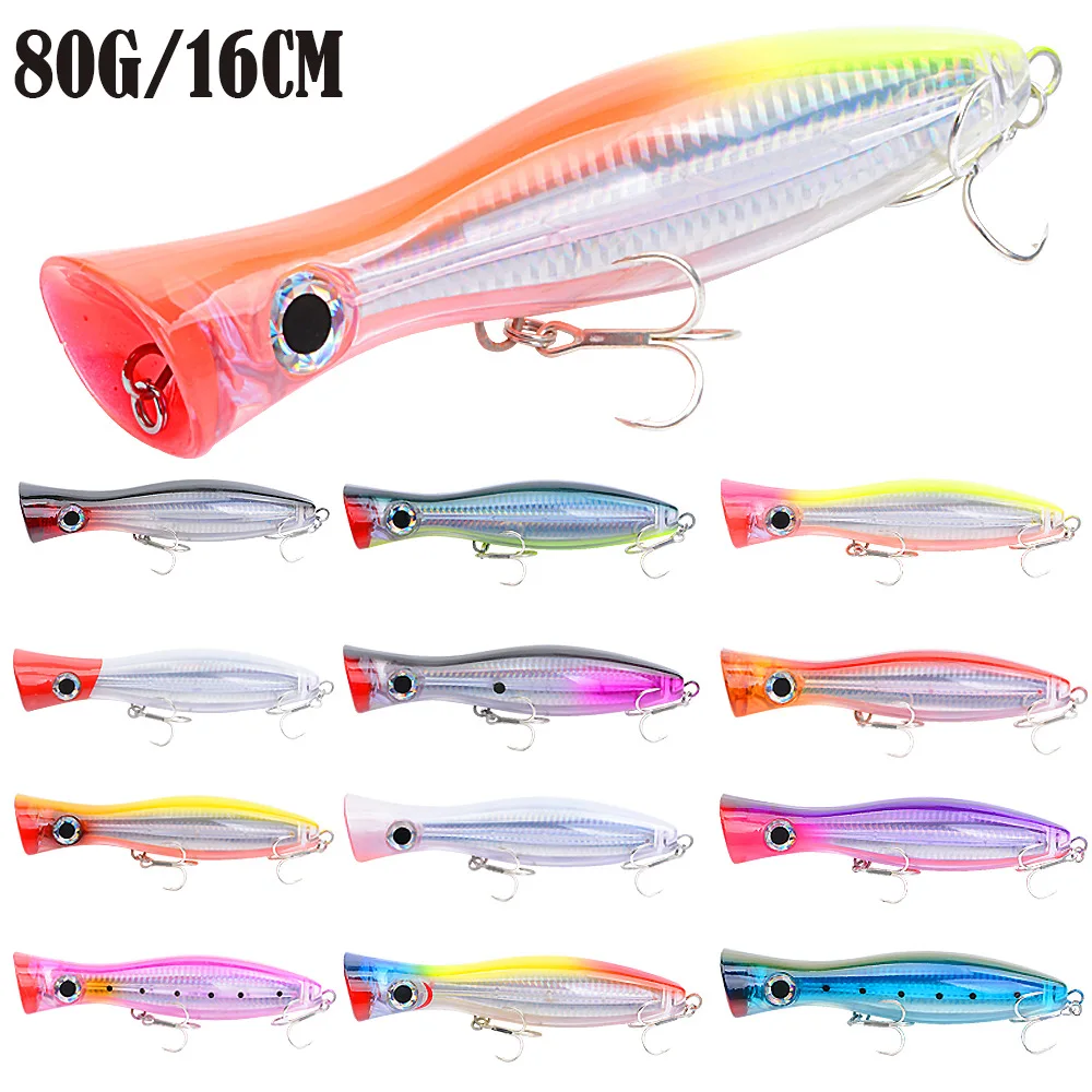 Señuelo de plástico ABS de 16cm y 80g, cebo de pesca de agua salada superior, señuelo Popper para lubina, Wahoo, caballa, atún, Mahi GT - imagen 2