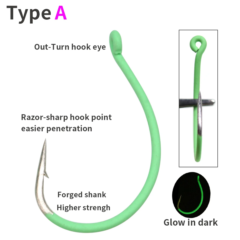 ICERIO-anzuelo luminoso de acero de alto carbono, gusano loco, manivela, gusano, lubina, trucha, Lucio, de gran espacio gancho de pesca, aparejo de tiro de gota - imagen 2